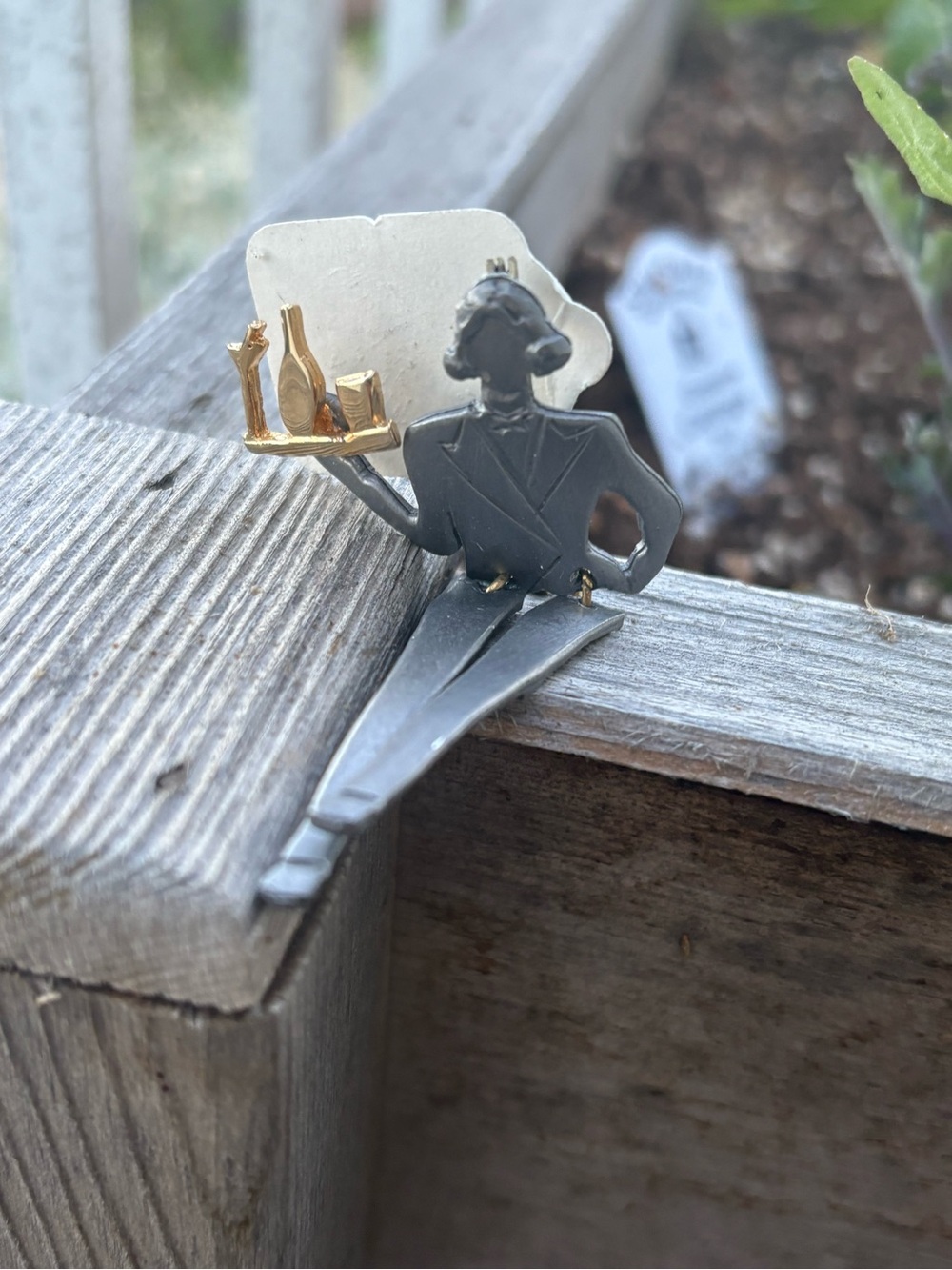 Pewter Waiter Brooch